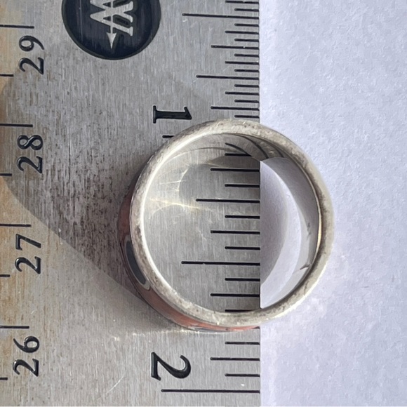 Vintage Native American 950 Silver Spiny Oyster Lapis Lazuli Inlaid Ring - Picture 5 of 8